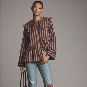 Maeve Brown and Pink Striped Blouse